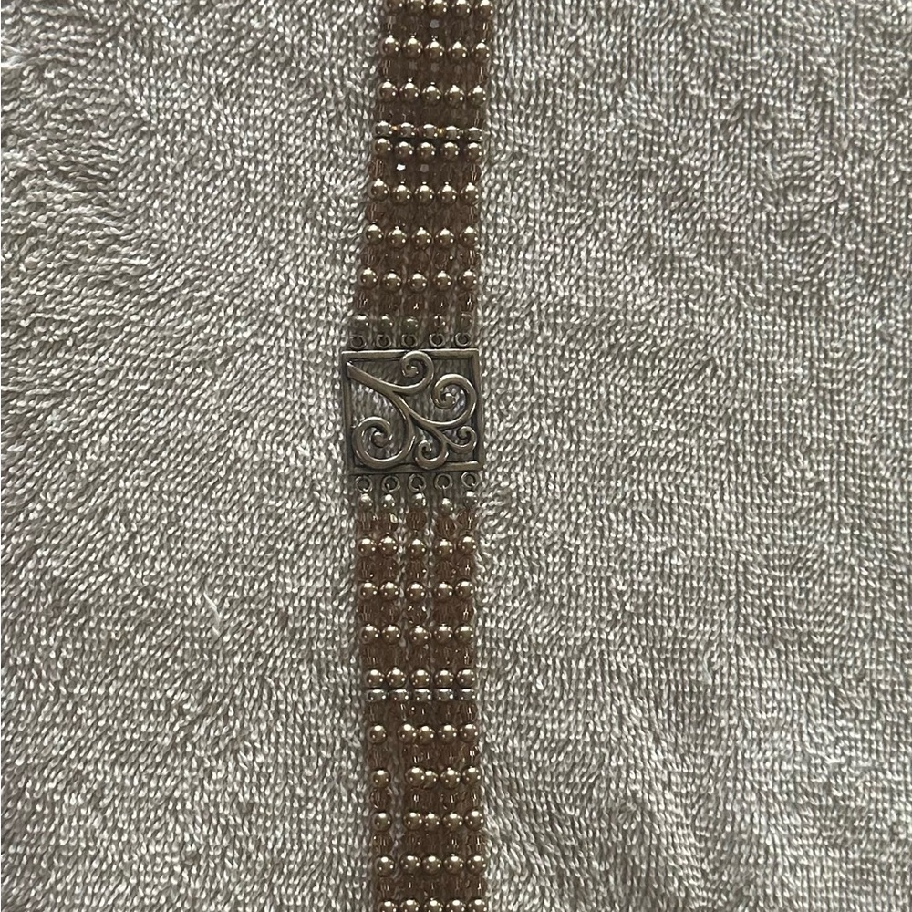 Chic Brown Beaded Bracelet with Silver Detail